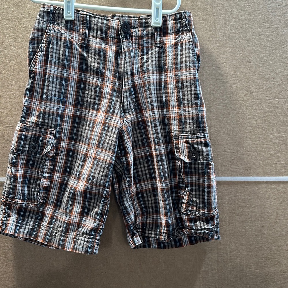 Modern Culture Boys Size 8 Cargo Shorts Plaid with Base Color Brown